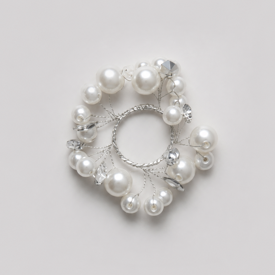 Sparkly Faux Pearly Gems & Silver RingSmall