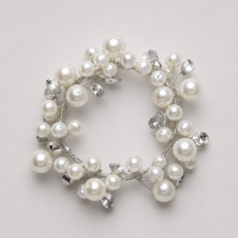 Sparkly Faux Pearly Gems & Silver Ring