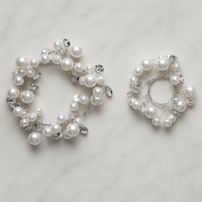 Sparkly Faux Pearly Gems & Silver Ring