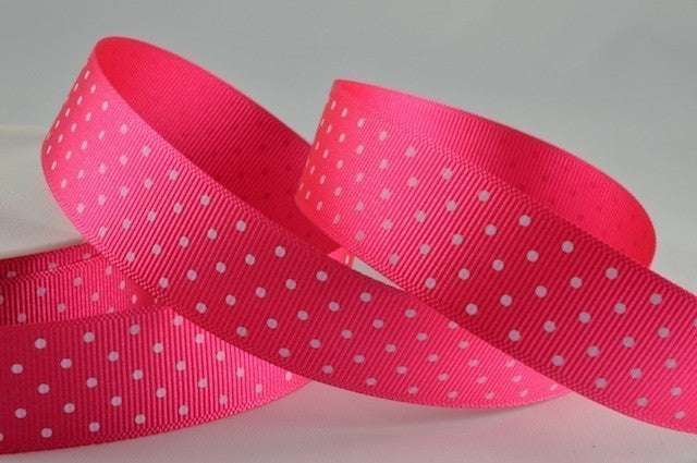 53759 - 22mm Spotted Grosgrain Ribbon x 20 Metres!Pink