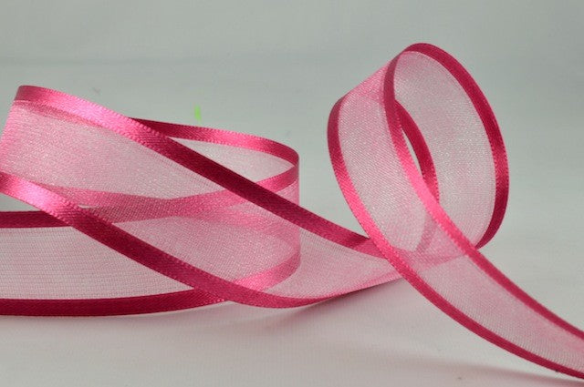 54420 - 10mm, 15mm, 25mm, 40mm & 70mm Satin Sheer Ribbon x 25 Metre Rolls10mm / 33 Pink