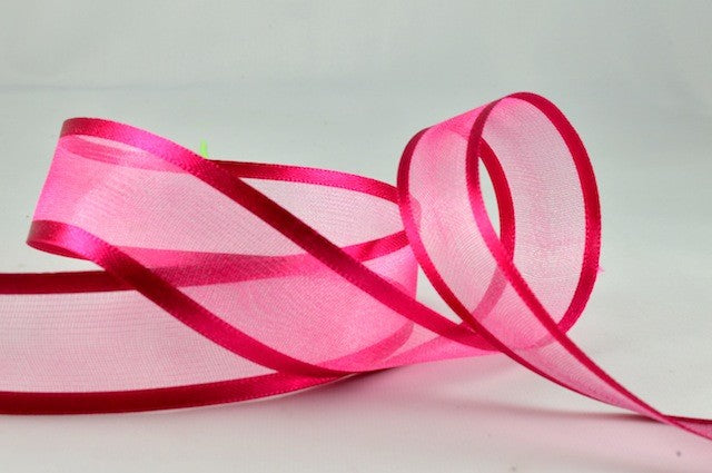 54420 - 10mm, 15mm, 25mm, 40mm & 70mm Satin Sheer Ribbon x 25 Metre Rolls10mm / 34 Fuschia