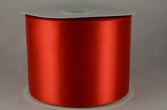 54033 - 100mm Single Sided Satin Sash ribbon x 50 metre rolls!!35 Red