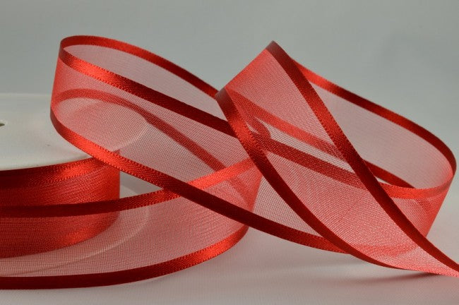54420 - 10mm, 15mm, 25mm, 40mm & 70mm Satin Sheer Ribbon x 25 Metre Rolls10mm / 36 Dark Red