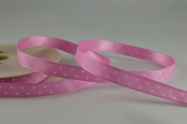 10mm Polka Dot Ribbon x 20 Metre Rolls!Pink