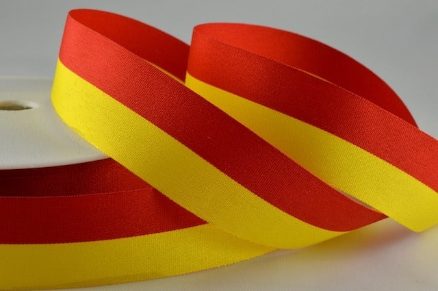 40mm Red & Yellow Striped Ribbon x 25 Metre Rolls!