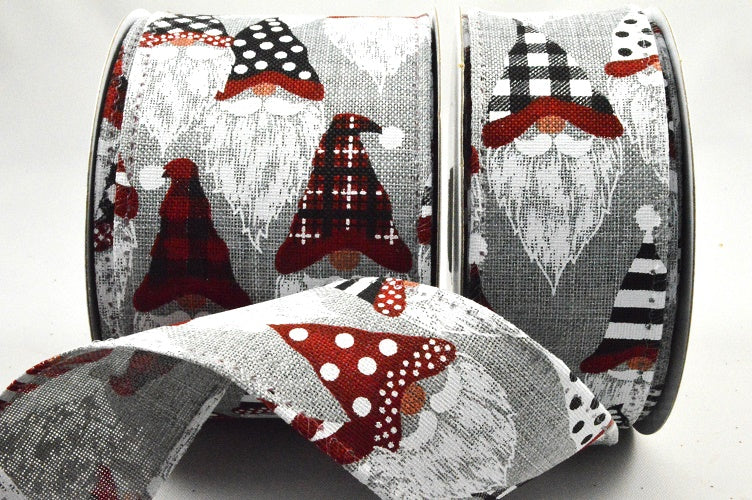 46064 - 38mm & 63mm Wired Cool Santa Claus Ribbon x 10 Metres!38mm / 84 Grey
