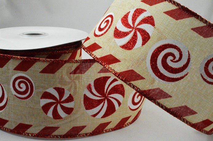 46067 - 63mm Wired Red Candy Christmas Ribbon x 10 Metres!