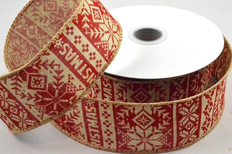 38mm & 63mm Natural Wired Christmas & Snowflake Ribbon (10 Metres)38mm