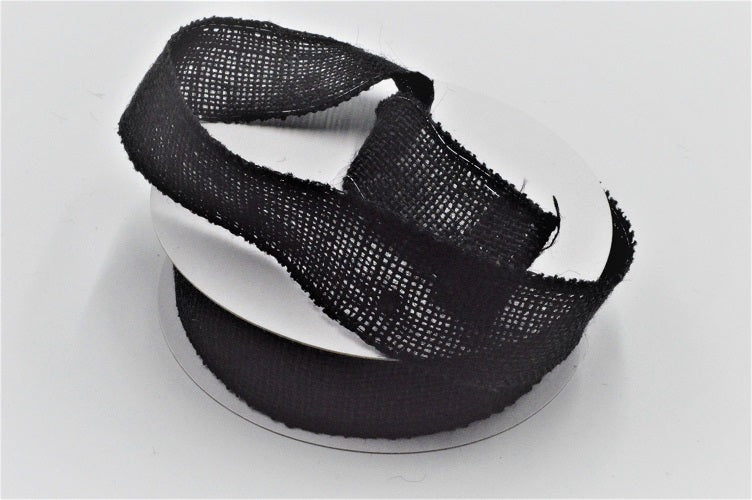 46080 - 25, 38, 50mm & 63mm Wired Eco Friendly Jute Ribbon (10 Metres)25mm / 88 Black