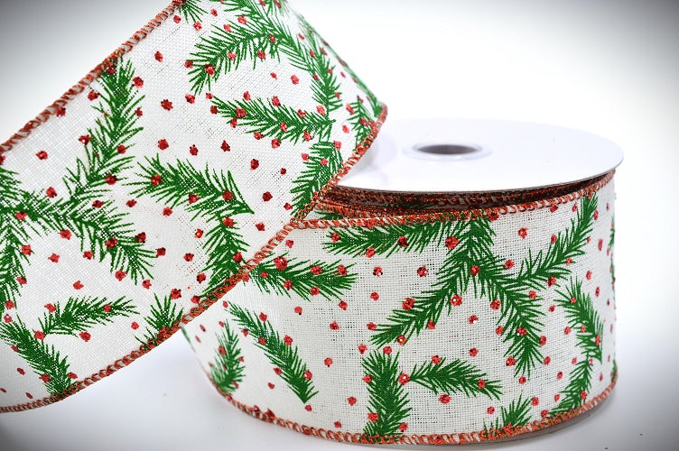 46084 - 38mm & 63mm Red Wired Christmas Holly Ribbon x 10 Metres!63mm