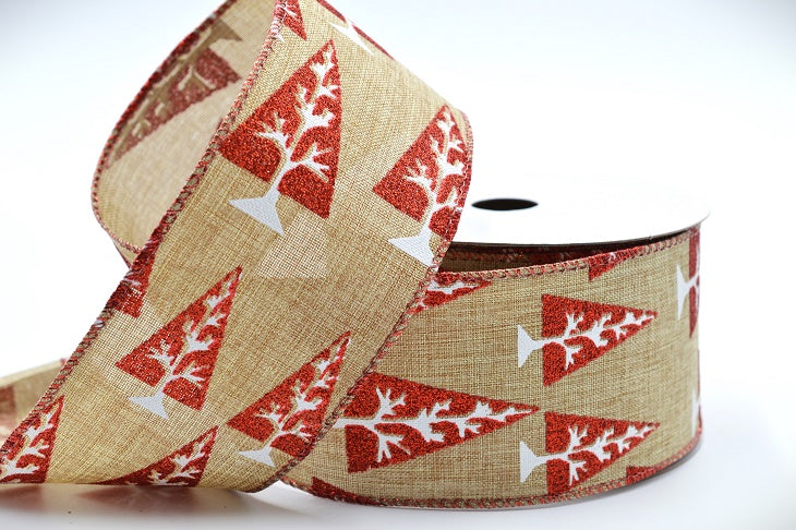 63mm Wired Natural Christmas Tree Ribbon x 10 Metres!