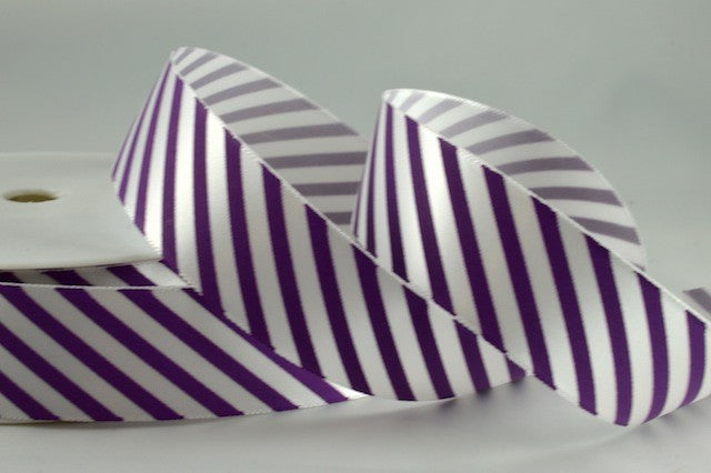 54351 - 38mm Candy Stripe Ribbon x 100 Metre Rolls!48 Purple