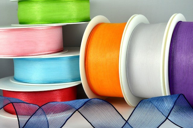 44040 - 25mm & 40mm Wired Sheer Coloured Edge Ribbon x 25 Metre Rolls!