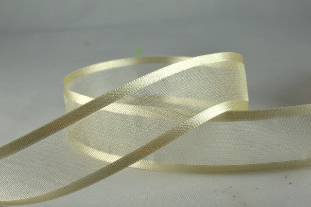 54420 - 10mm, 15mm, 25mm, 40mm & 70mm Satin Sheer Ribbon x 25 Metre Rolls10mm / 50 Eggshell