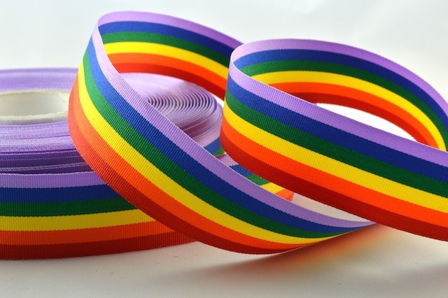 54106 - 10mm, 25mm & 35mm Gay Pride Ribbon x 50 Metre Rolls!!