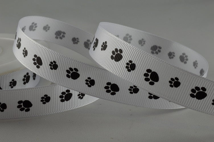 16mm Grosgrain Paw Feet Ribbon x 20 Metres!