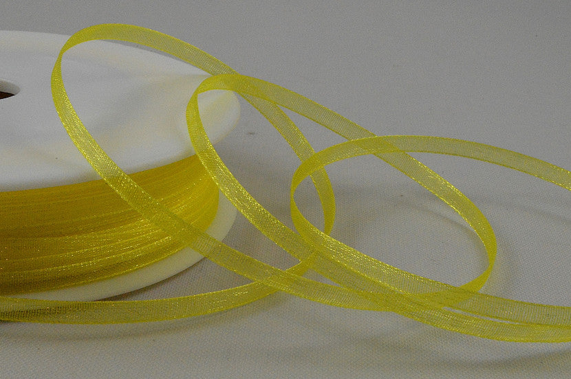 54419 - 3mm,  9mm, 15mm, 25mm, & 40mm Sheer Ribbon3mm / 13 Daffodil / 50 Metres