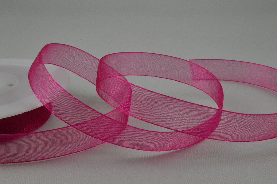 54419 - 3mm,  9mm, 15mm, 25mm, & 40mm Sheer Ribbon3mm / 34 Fuschia / 50 Metres