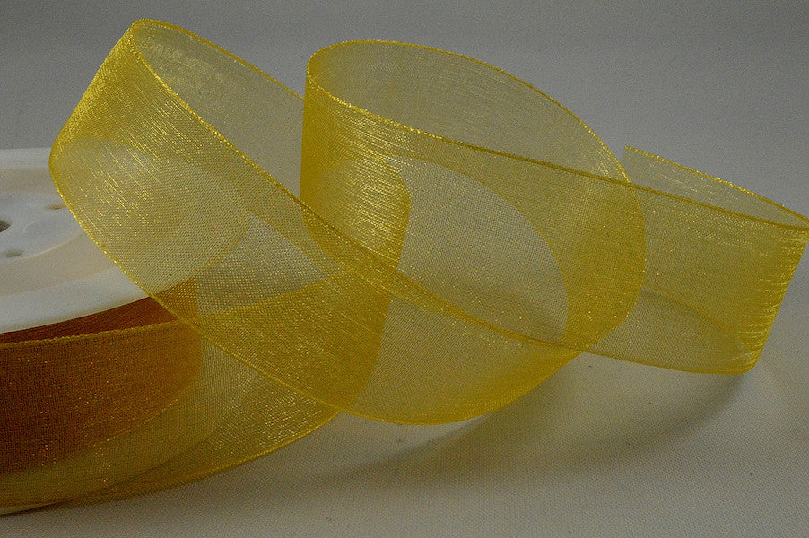 54419 - 3mm,  9mm, 15mm, 25mm, & 40mm Sheer Ribbon3mm / 52 Gold / 50 Metres