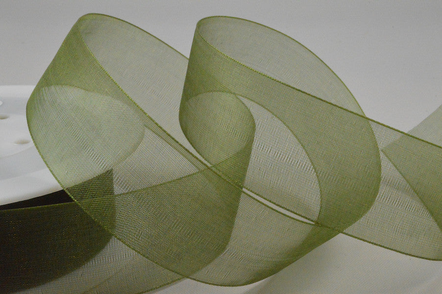 54419 - 3mm,  9mm, 15mm, 25mm, & 40mm Sheer Ribbon3mm / 69 Sage / 50 Metres