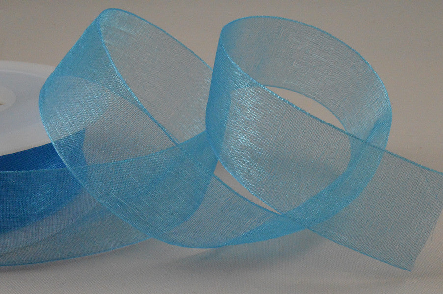 54419 - 3mm,  9mm, 15mm, 25mm, & 40mm Sheer Ribbon3mm / 71 Sky Blue / 50 Metres