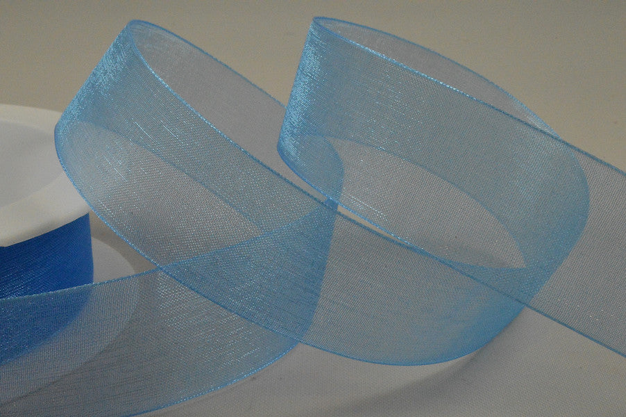 54419 - 3mm,  9mm, 15mm, 25mm, & 40mm Sheer Ribbon3mm / 74 Blue / 50 Metres