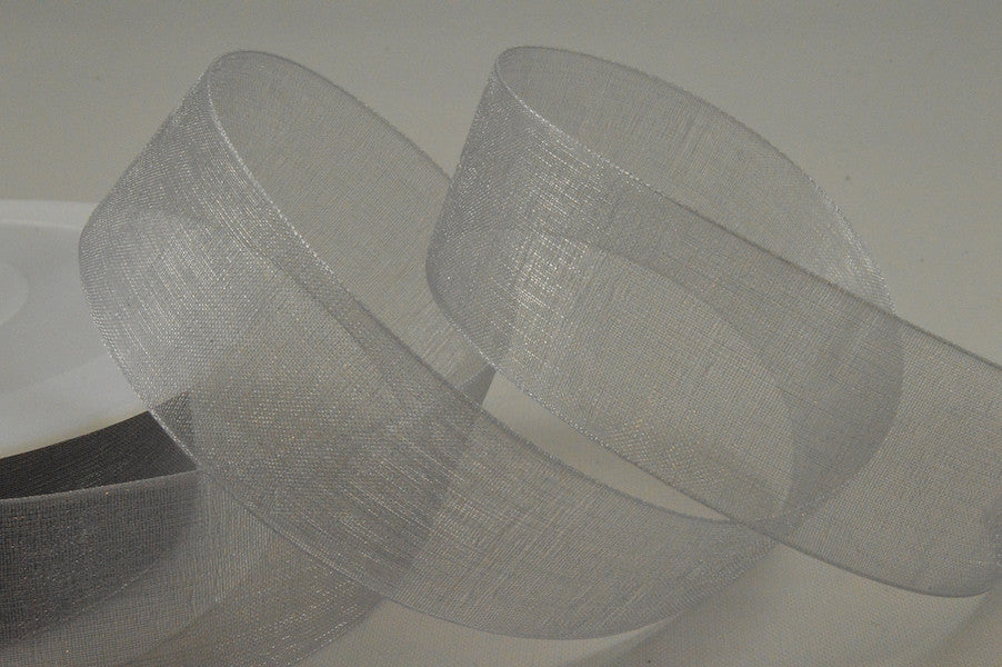 54419 - 3mm,  9mm, 15mm, 25mm, & 40mm Sheer Ribbon3mm / 85 Grey / 50 Metres
