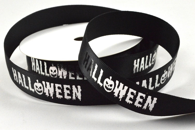 15mm Black Halloween Printed Ribbon x 10 Metre Rolls!