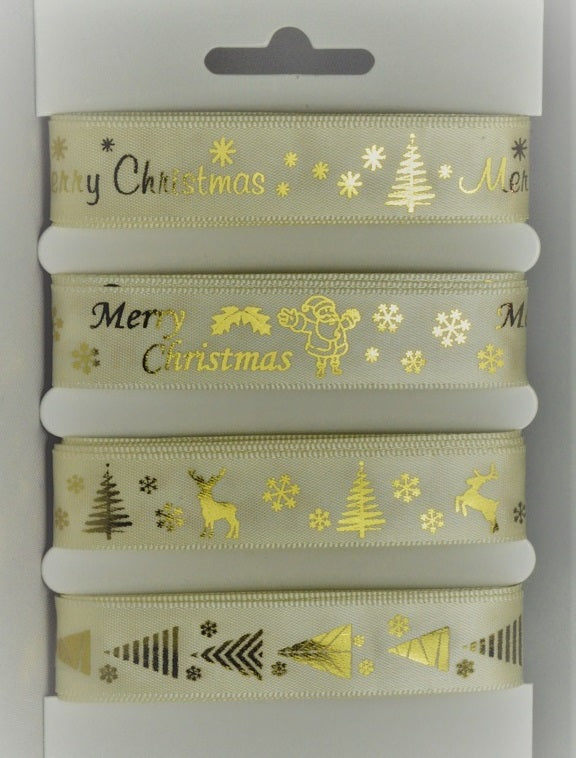 55086 - Merry Christmas Selection Packs : 4 x 2 Metre LengthsCream