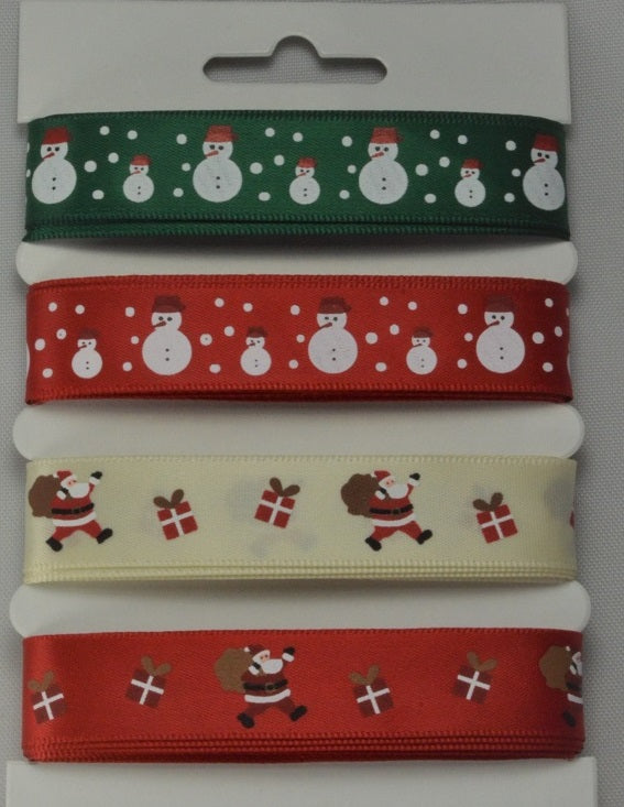 Red, Green & Cream Merry Christmas Selection Pack : 4 x 2 Metre Lengths