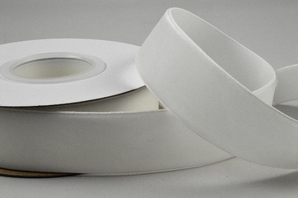 16mm, 25mm, 38mm Nylon Velvet Ribbon (5 Metre Rolls)16mm / White