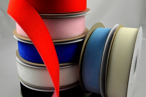 16mm, 25mm, 38mm Nylon Velvet Ribbon (5 Metre Rolls)