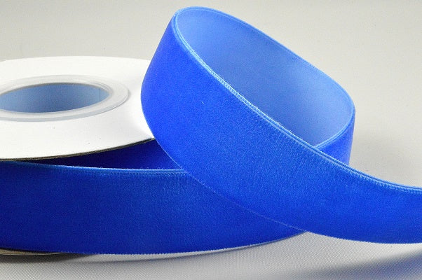 16mm, 25mm, 38mm Nylon Velvet Ribbon (5 Metre Rolls)16mm / Blue