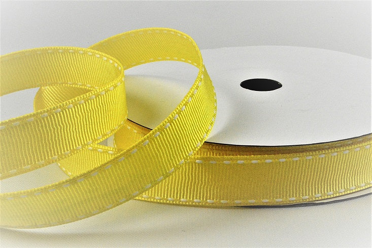 55122 - 16mm White Saddle Stitch Grosgrain Ribbon x 20 Metres!1201 Yellow and White