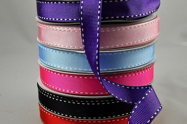 55122 - 16mm White Saddle Stitch Grosgrain Ribbon x 20 Metres!