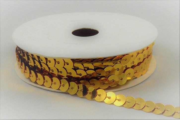 6mm Gold Bright Stringed Sequins x 10 Metre Rolls!