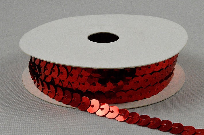 6mm Bright Stringed Sequins x 10 Metre Rolls!Red