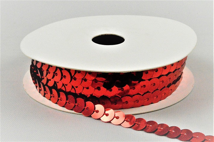 6mm Red Bright Stringed Sequins x 10 Metre Rolls!