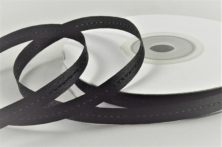 6mm Double Sided Central Stitch Satin Ribbon x 20 Metres!Black