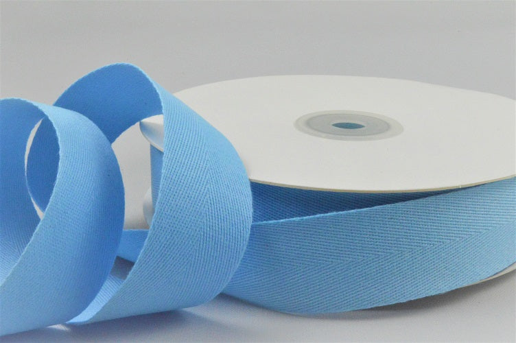 15mm, 25mm & 38mm Soft Herringbone Cotton Ribbon x 25 Metres!15mm / Blue