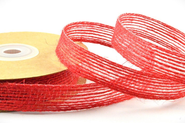 55142 - 10mm, 15mm & 25mm Eco Jute Woven Ribbon x 10 Metres!10mm / 36 Red