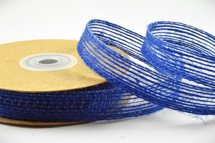55142 - 10mm, 15mm & 25mm Eco Jute Woven Ribbon x 10 Metres!10mm / 75 Royal Blue