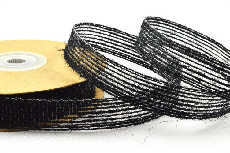 55142 - 10mm, 15mm & 25mm Eco Jute Woven Ribbon x 10 Metres!10mm / 88 Black