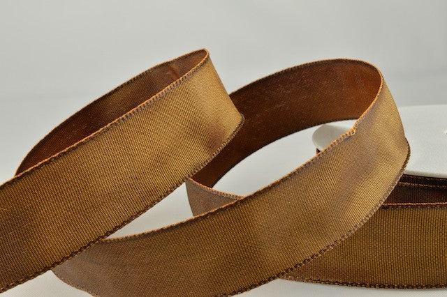 44073 - 25mm, 40mm & 60mm Wired High Quality Woven Ribbon x 25 Metres!60mm / 57 Brown