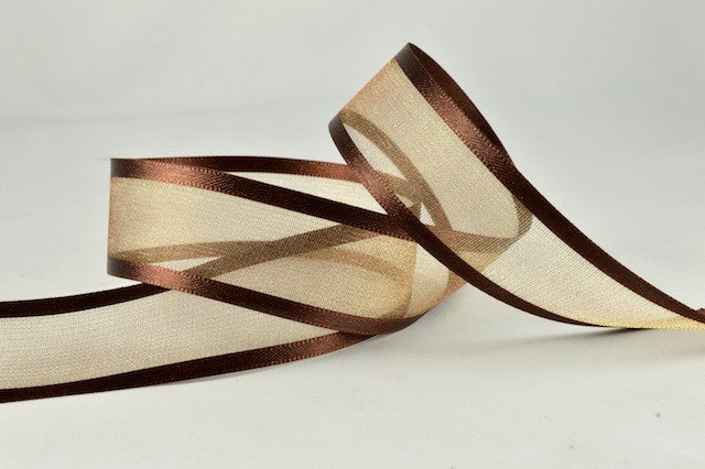 54420 - 10mm, 15mm, 25mm, 40mm & 70mm Satin Sheer Ribbon x 25 Metre Rolls10mm / 57 Brown