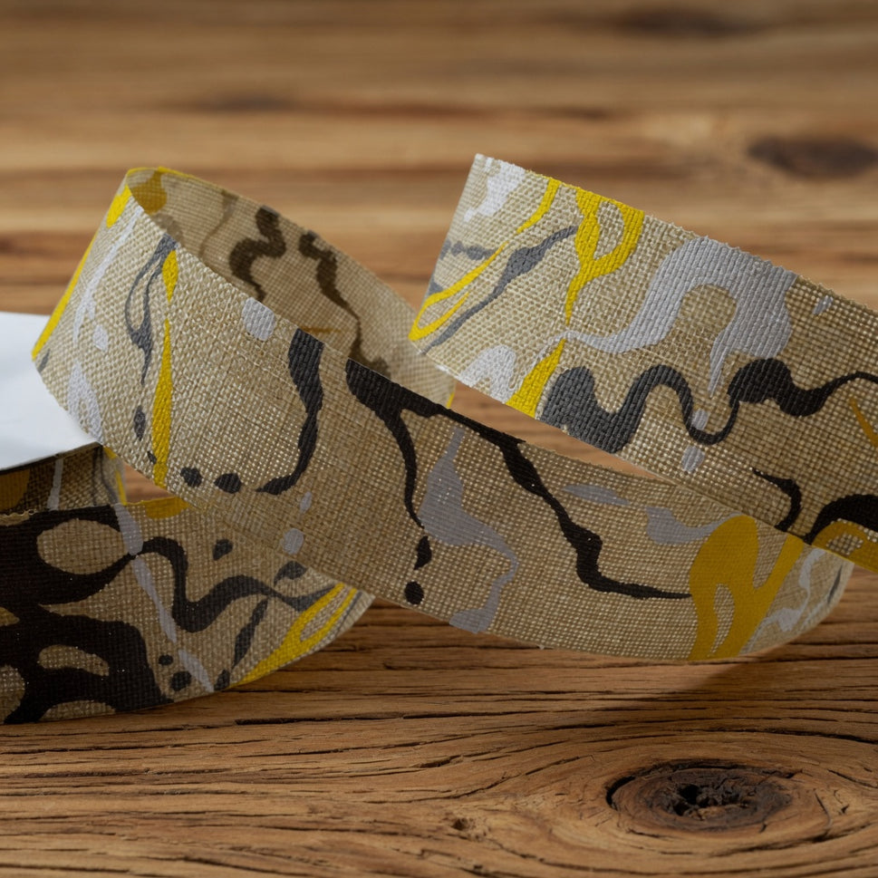 25mm Yellow Contemporary Painting Splash Ribbon x 10 Metre Rolls!