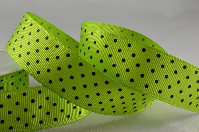 53759 - 22mm Spotted Grosgrain Ribbon x 20 Metres!Green