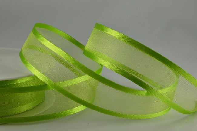 54420 - 10mm, 15mm, 25mm, 40mm & 70mm Satin Sheer Ribbon x 25 Metre Rolls10mm / 62 Apple Green