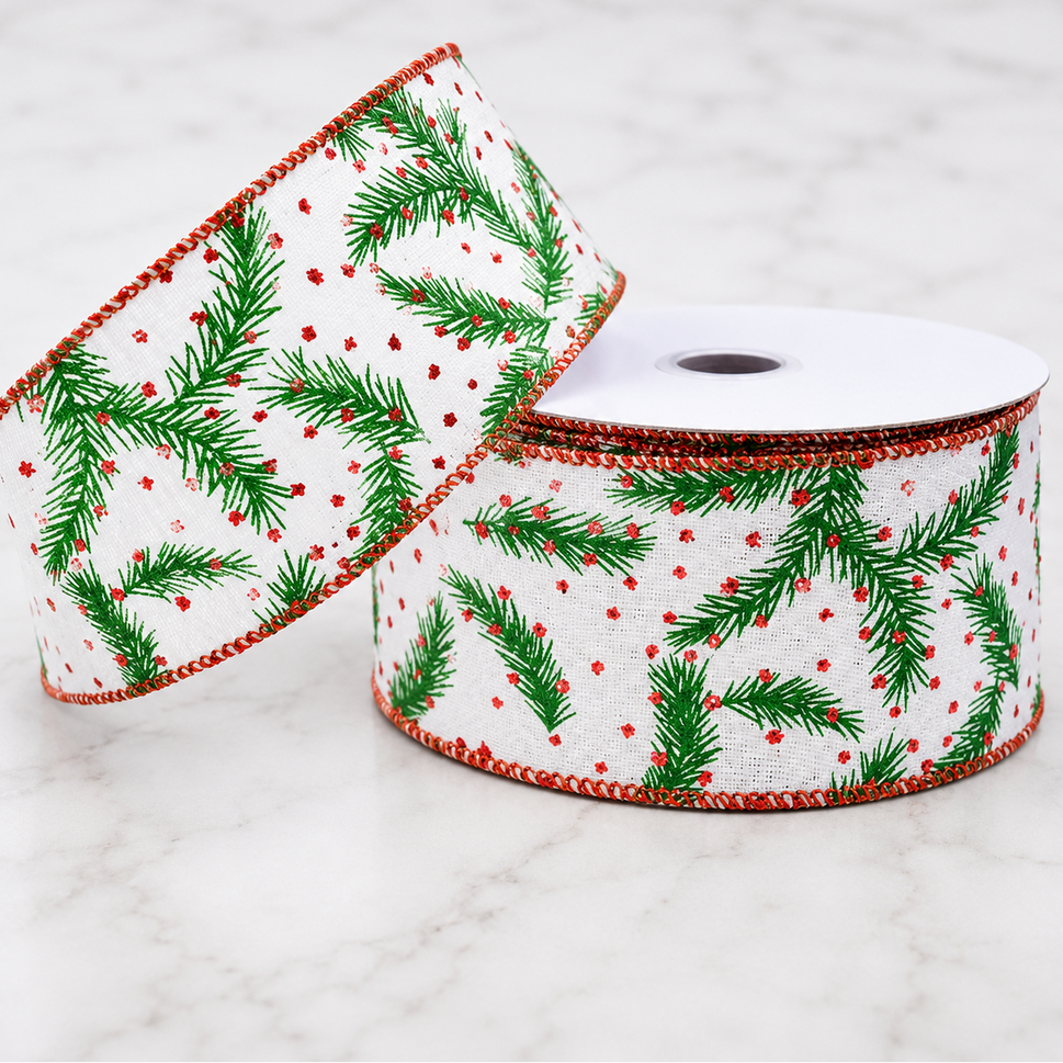 38mm & 63mm Red Wired Christmas Holly Ribbon x 10 Metres!63mm